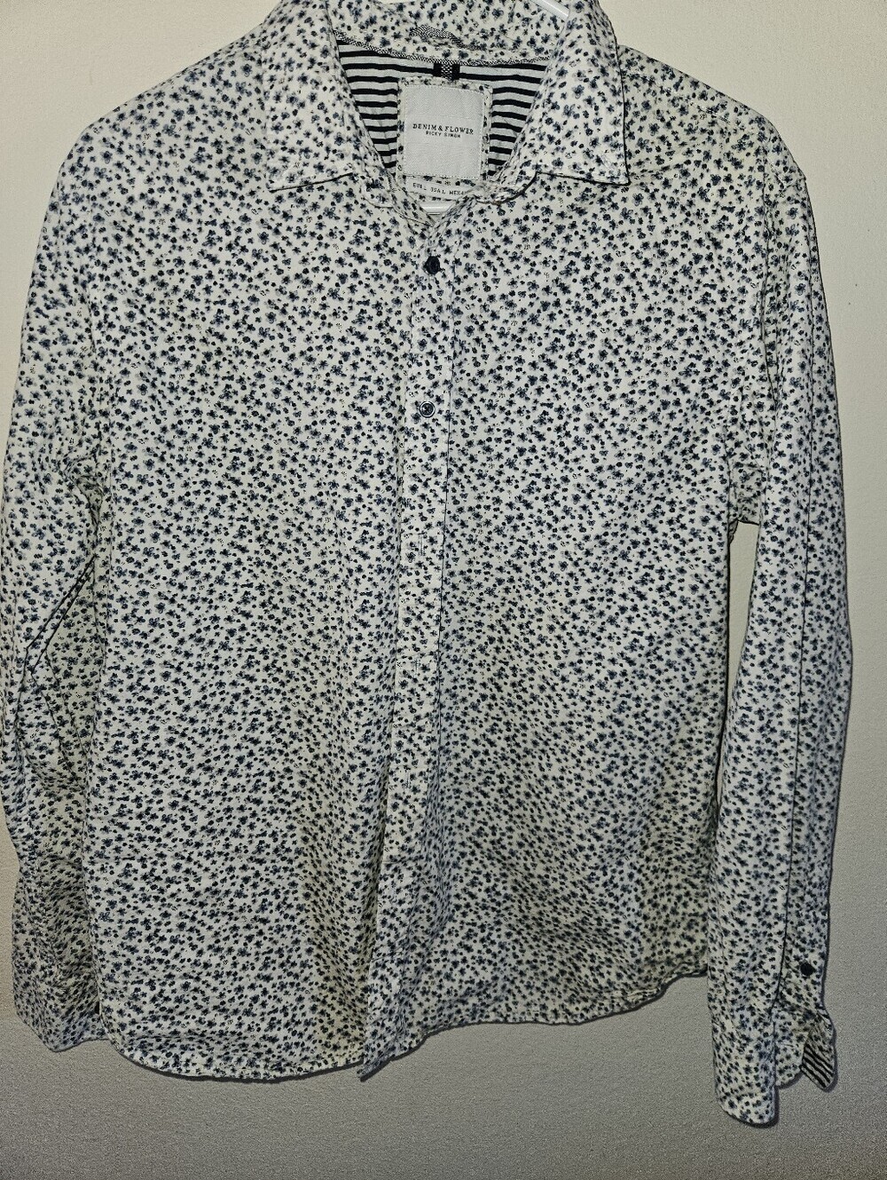 Denim & Flower Womans Floral Print Long Sleeve Button Up Shirt Size L